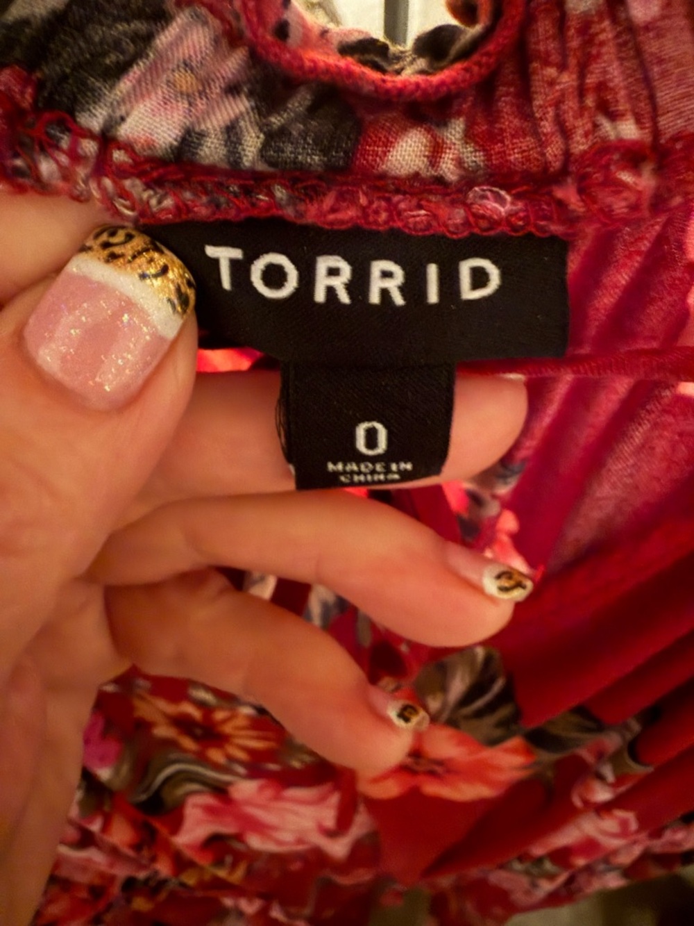 Womens Torrid Floral Mini Dress Size 0 / USA 10 12 Large Printed Red Sleeveless - Picture 4 of 6